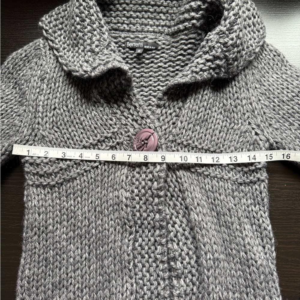 Berretti Italy Alpaca Wool Chunky Knit Cardigan Shawl Collar Gray S - Picture 8 of 12